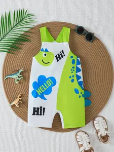 Ready Stock 6m-3y Baby Boys Dinosaur Print Sleeveless Cute Romper Clothes 42503025