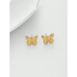 1 Pair of Stainless Steel Golden Butterfly Women's Earrings, Simple Yet Exquisite Can Easily Match Daily Outfits and Be Given As Birthday Gifts To Friends and Family