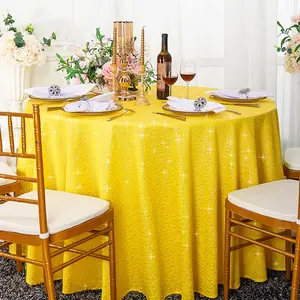 108" Seamless Round Sequin Taffeta Tablecloth - Canary Yellow (1pc)