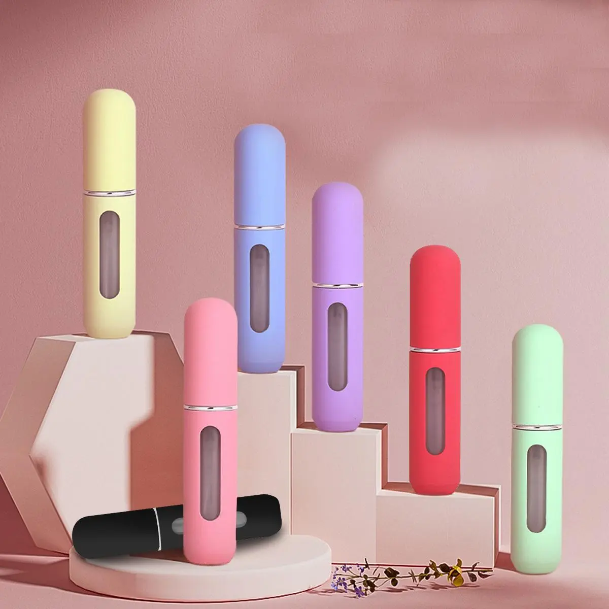 5ml Mini Travel Portable Refillable Perfume Bottle, 7pcs/set Empty Fine Mist Container for Liquid, Easy To Refill & Carry, Makeup Tool, Perfume Dispenser, Durable Makeup Cosmetic Storage, Makeup Organizer, Cosmetics Accessories