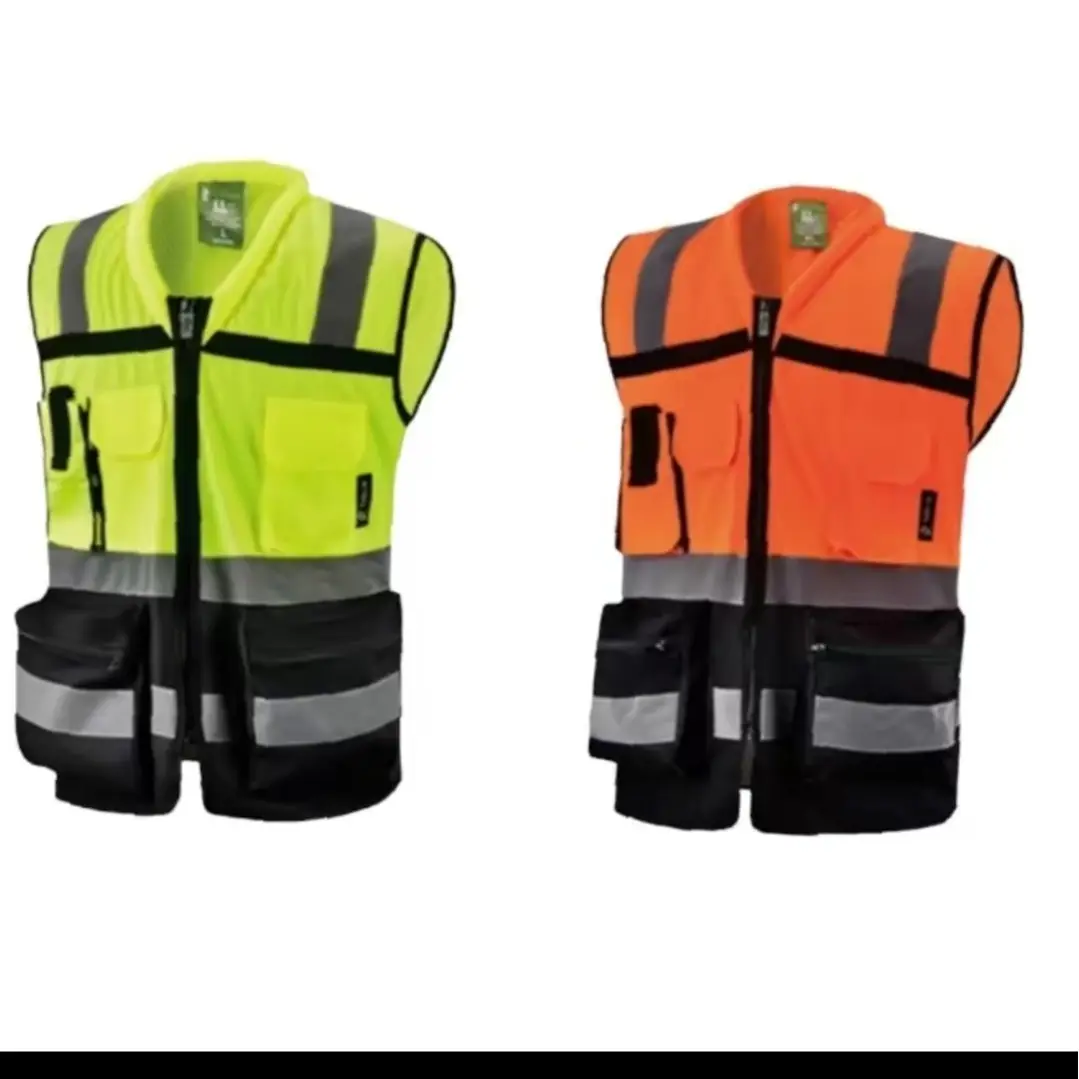 High Visibility Yellow or Orange Reflective Safety Vest in various colors / Two Tone Safety vest with back Mesh Fabric SEE information on description