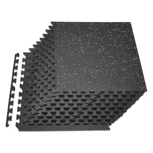 VEVOR Puzzle Exercise Mat, 12 PCS Fitness Equipment Mats, 24 x 24 x 0.56 in, High-Density EVA Foam Mats Set, Interlocking Rubber Soft Tiles, Protective Floor Padding with Gray Dots for Home Gym Offic