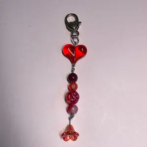 cute simple colorful rainbow flower beaded keychain
