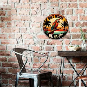 8x8 Inch Tropical Parrot Plaque, Retro Inspirational Metal Decor, Nice Gift for Family and Friends