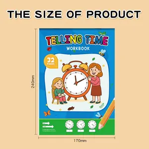 2-6 year old children's primary school mathematics teaching teacher uses clock sticker model to recognize time practice book