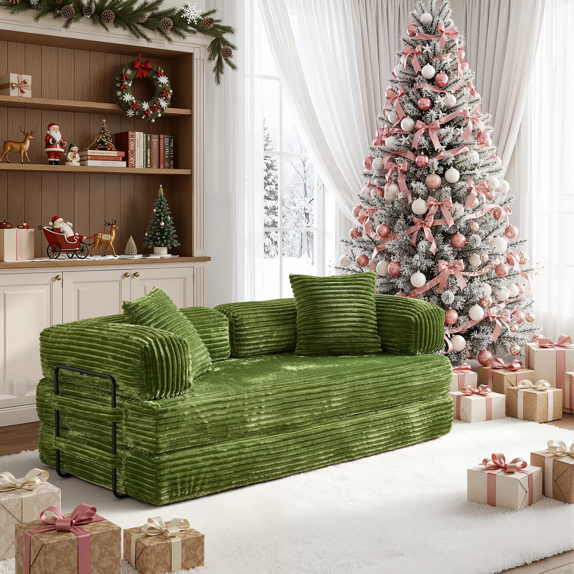 81"Green Plush Corduroy