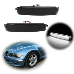 2opcs Smoke White LED Front Side Marker Lamps For 1996 1997 1998 1999 2000 2001 2002 BMW Z3 M Coupe Roadster,Replace OEM 63148389695, 63148389696