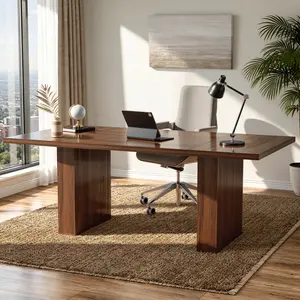 【Shipped in two separate packages】Miereirl 78 Inch Rectangular Dining Table for 6-8 People, Large Modern Farmhouse Kitchen Table with Grooved Wood-Strip Base, Perfect for Dining Room or Family Gathering, Walnut tiktokshopspringglowup