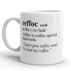 Eeffoc Coffee Spelled Backwards Coffee Mug - 11oz Funny Coffee Mugs Ceramic Printed Drinkware Cup