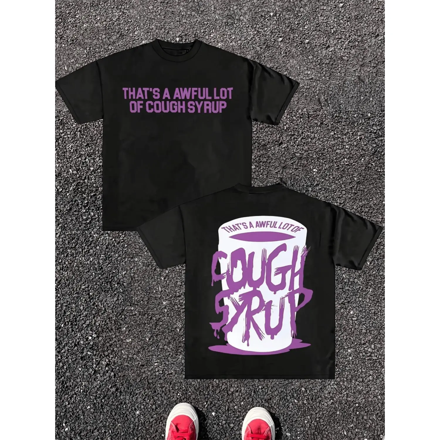 Women's Casual Round Neck Graphic T-Shirt Tops - Streetwear "Cough Syrup" Print, Lightweight Soft Breathable Multi-Size All Seasons Cotton Blend Short-Sleeve for Everyday Wear