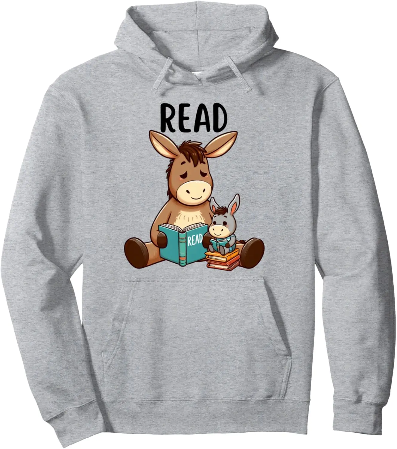 Cute animals donkey Reading Aesthetic Book Outfit for Pullover Hoodie