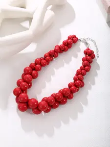 Natural Red Round Beads Necklace Dress it with Party, Best Gift for Every Ladies