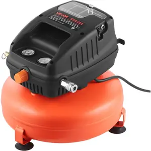 VEVOR 6 Gallon Air Compressor, 1.7HP 2.3CFM90PSI Portable Pancake Air Compressor 150PSI Max Pressure, 12 - Piece Accessory Kit with 25FT Air Hose for Tire Inflation, Spray Painting, Woodwork Nailing