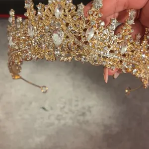 2PCS Rose Gold Crown Set for Women Crystal Princess Tiaras Rhinestone Queen Headband Wedding Bridal Hair Accessories Birthday Prom Pageant Party Coming of Age Ceremony Photo Props