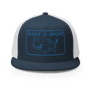 Woke Is Broke Trucker Hat Navy/White