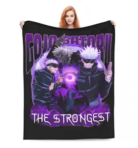 Gojo Satoru JJK Anime Blankets Flannel Decoration Multi-function Super Warm Throw Blanket for Home Car Quilt
