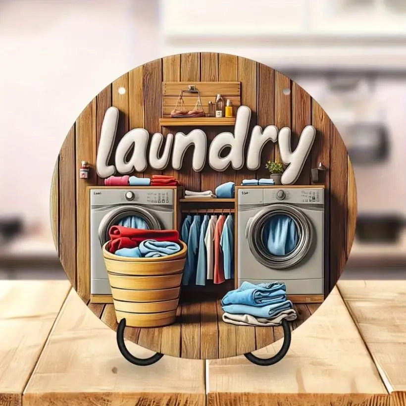 1PC 2D Flat, Vintage Style Laundry Room, Farmhouse Room Decor, Home Decor, Decorative Sign Hanging, Laundry Room Sign Wall Decoration, Vintage Wall Art, Daily Display, Sign, Decorative Sign and Plaque