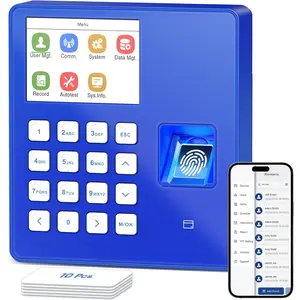 Cloud-Based Time Clock for Small Businesses, 3-in-1 Fingerprint Attendance System with  Scheduling, Overtime & Lunch Rules, 2.4GHz WiFi, Auto Reports, No Monthly Fees (with 10 ID Cards)