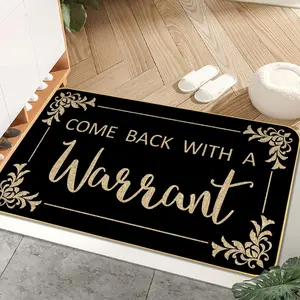Funny Welcome Mats Come  with A Warrant Shoes Mat for Entrance Indoor and Outdoor Personalized Mats Anti-Slip Novelty  Mat 17 x 29 Inch (Black)