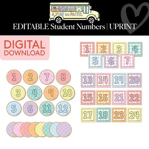 Printable Editable Student Numbers | A Year In Pastel