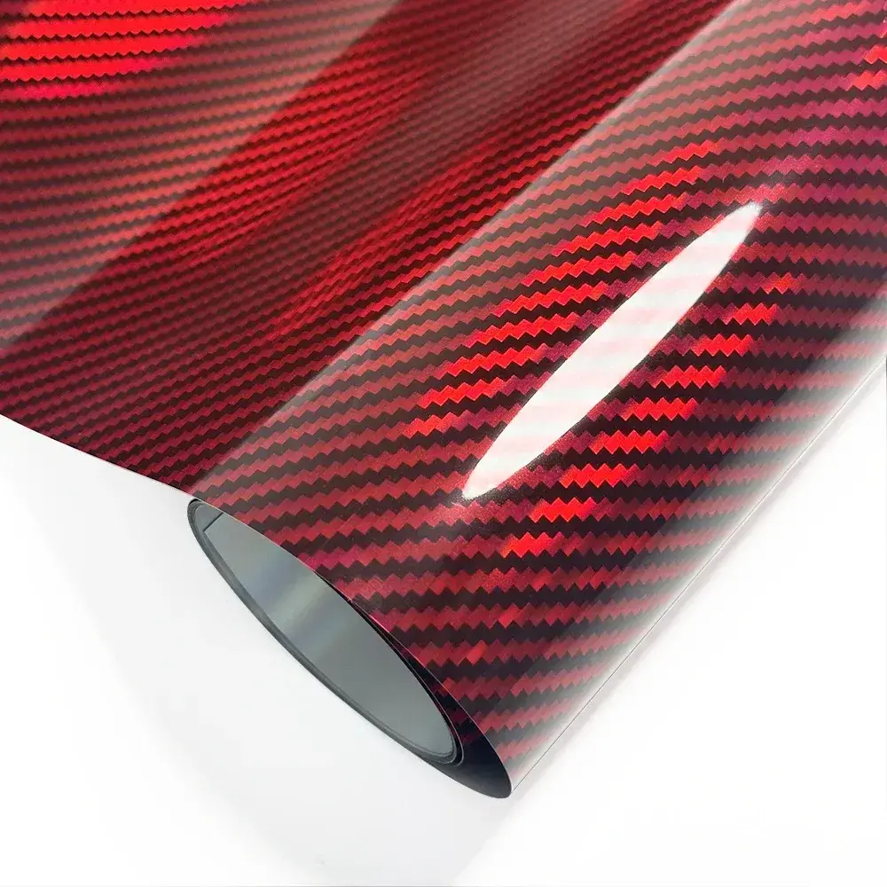 High Gloss Laser Red Carbon Fiber Vinyl Film  Motorcycle Body Stickers Rainbow Car Film Covers Accessories Wrap Foil Sticker