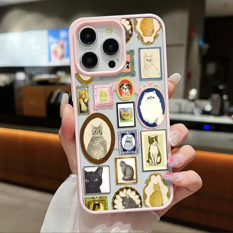 Chic Cat Portrait Clear Magnetic Phone Case , Support MagSafe Silicone Bumper Protective Cover For iPhone X 11 12 13 14 15 16 17 18 Pro Max Plus Air Girl