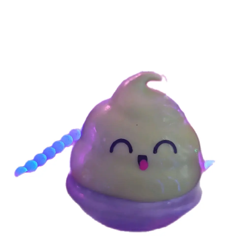 Wasabi Squichie - Cute Purple Poop Toy with Blue Beads and Smiling Face for Kids