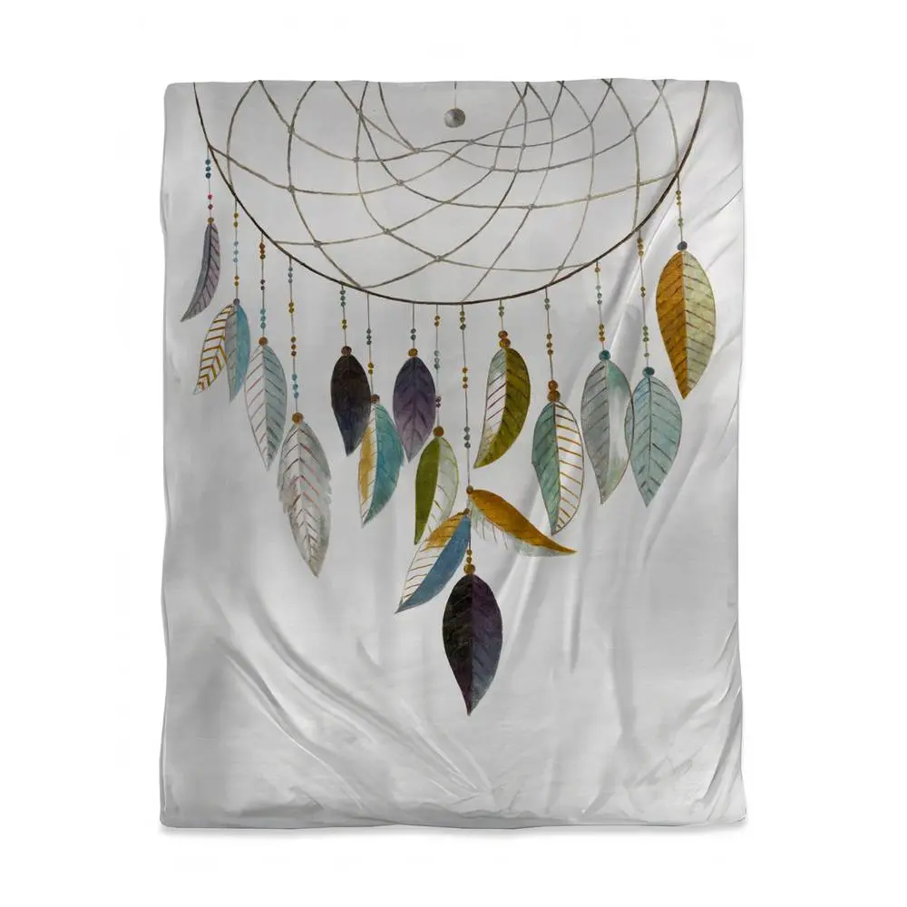 360 Stand Bohemian Blue Twin Size Duvet Cover - 3817-VWCT-MI52, Bohemian Object with Cultural Charm, Dreamcatcher Feathers Bedding Decor Piece, Blue Duvet Covers, Comfortable Duvet Covers