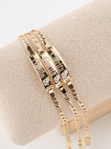 Personalized 6-in Gold Laminate Baby Bracelet, Adorned with Little Cat Charm - Remember to Leave Name in Note or Message