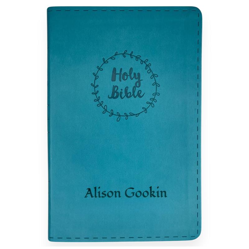 Custom NIV Teal Standard SIze Thinline Holy Bible Medium Print - Tiktok