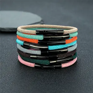 Minimalist Rope Bracelet Couple Stainless Steel Snap Fastener Lucky Red Thread Braslet Gift For Lovers Pulsera Macrame