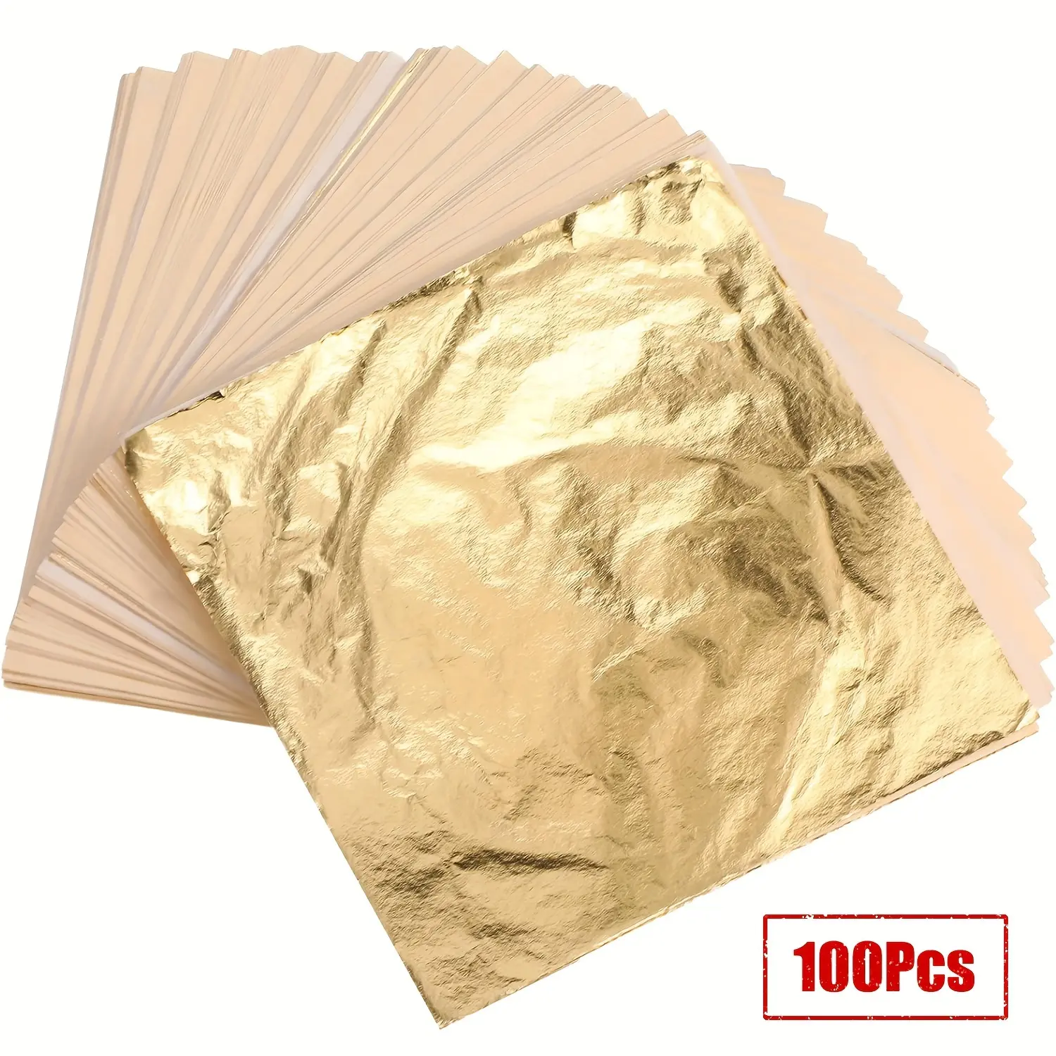 100Sheets Imitation Gold Leaf for Arts, Gilding Crafting, Painting, Furniture Decoration, DIY Painting Supplies, Imitation Gold Foil Sheets 5.5" x 5.5"