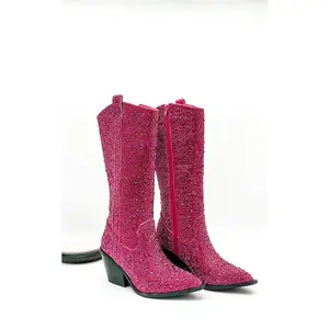 Corkys Glitzy Rhinestone Boots in Fuchsia