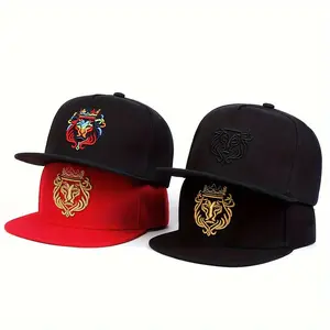 Unisex Lion Crown Embroidered Hip Hop Hat Outdoor Sport Adjustable Sunscreen Leisure Hat Spring Summer Travel Tourism Beach Vacation