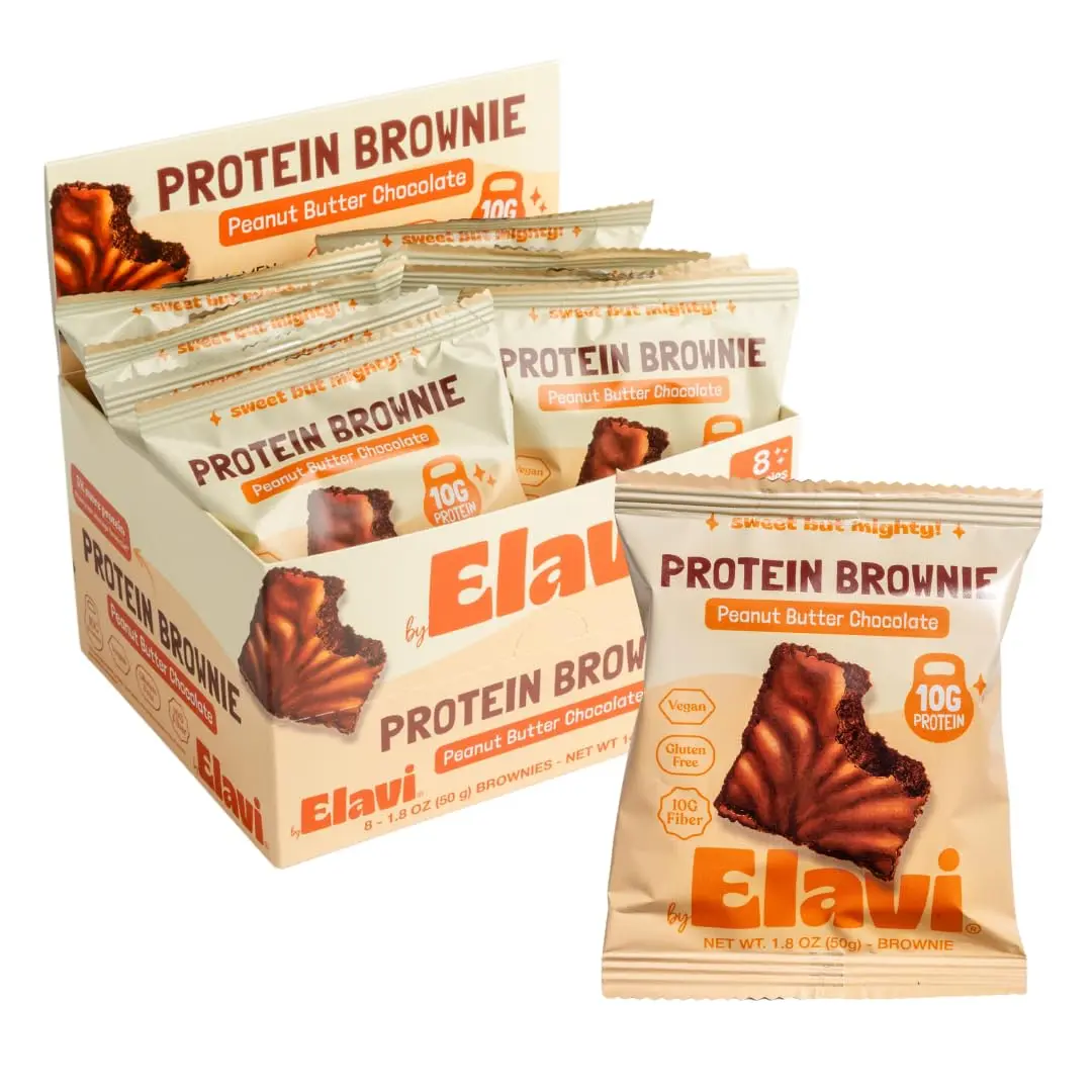 Peanut Butter Chocolate Protein Brownies 8ct Case - Vegan & Gluten Free, Naturally Sweetened with Dates, No Sugar Alcohols, Made with 100% Real Chocolate Snack Dessert