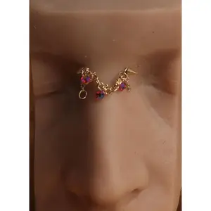 Three Gem Pink Bridge Piercing Jewelry