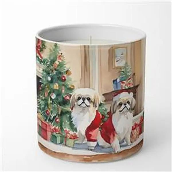 3.25 x 3.75 x 3.25 in. Pekingese Cozy Christmas Decorative Soy Candle