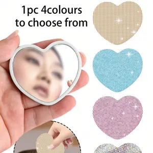 Luxurious Heart-Shaped Sparkling Crystal Compact Makeup Mirror, Portable Rhinestone Travel Mirror for Daily Use, Ideal Gift for Women and Friends