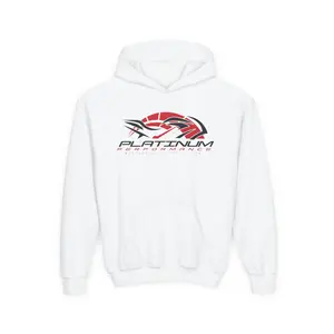Platinum Performance Youth Hooded Sweatshirt 1 White with Logo Design for Youth Wear Medium Fit 50% Cotton 50% Polyester Ultra Soft Comfortable Style