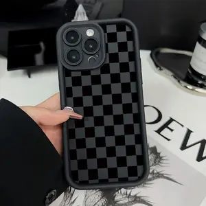 Stylish Anti-Drop Phone Case for iPhone 17/16/15/14/13/12/11 Plus Pro Max, Checkered Design, Shockproof Ultra-Thin Protection, Phone Protective Cover