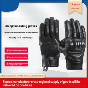 Motorcycle Carbon Fiber Leather Winter Full-Finger Touchscreen Gloves, Retro Motorcycle Gloves, Anti-Drop, All-Season Men's Gloves, Motorcycle Riding Gloves