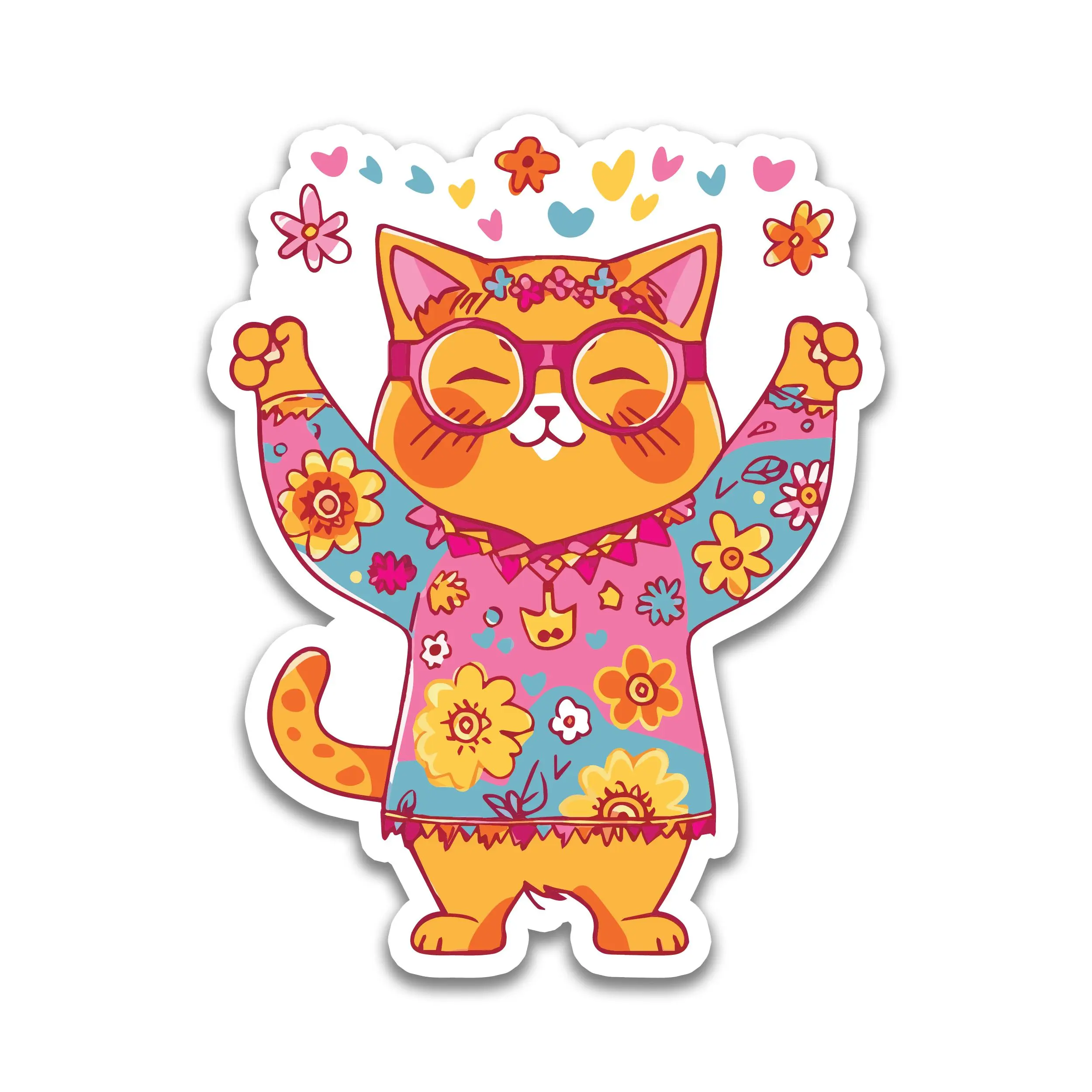 Hippie Cat Sticker