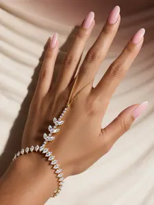 Elegant Classic Copper Back Chain Bracelet for Women, Long Diamond Design, Perfect Gift for Her, Stylish Versatile Hand Jewelry Accessory