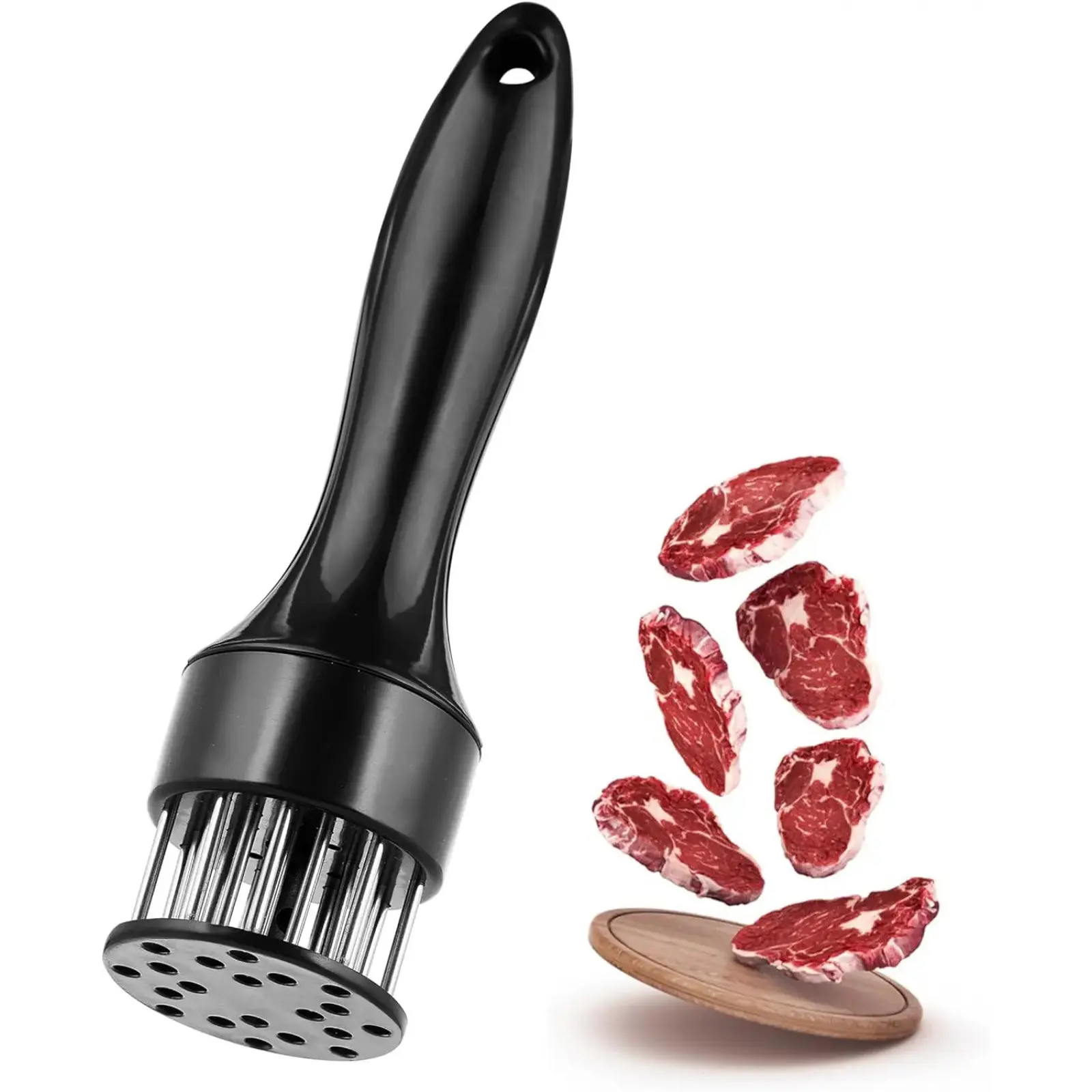 Stainless Steel Meat Tenderiser Tool, Kitchenware with 20 Ultra-Sharp Needles & Heat-Resistant Non-Slip Plastic Handle for Tenderizing Chicken, Beef, Pork
