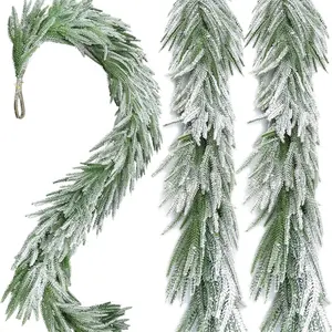 Snowy Norfolk Pine Wreath, Realistic Touch Artificial Christmas Tree, Faux Plant Decor for Indoor Outdoor Use, Greenery Decoration