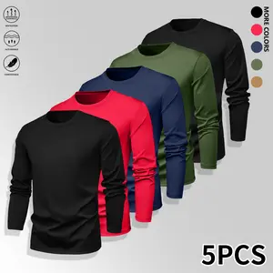 Set of 5 long-sleeve T-shirts, all made from quick-drying, soft fabric, suitable for running, sports training, and everyday wear.