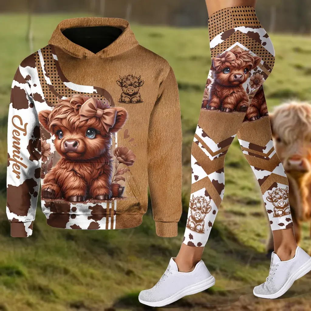Sweetie - Personalized Highland Cow Combo Hoodie Leggings