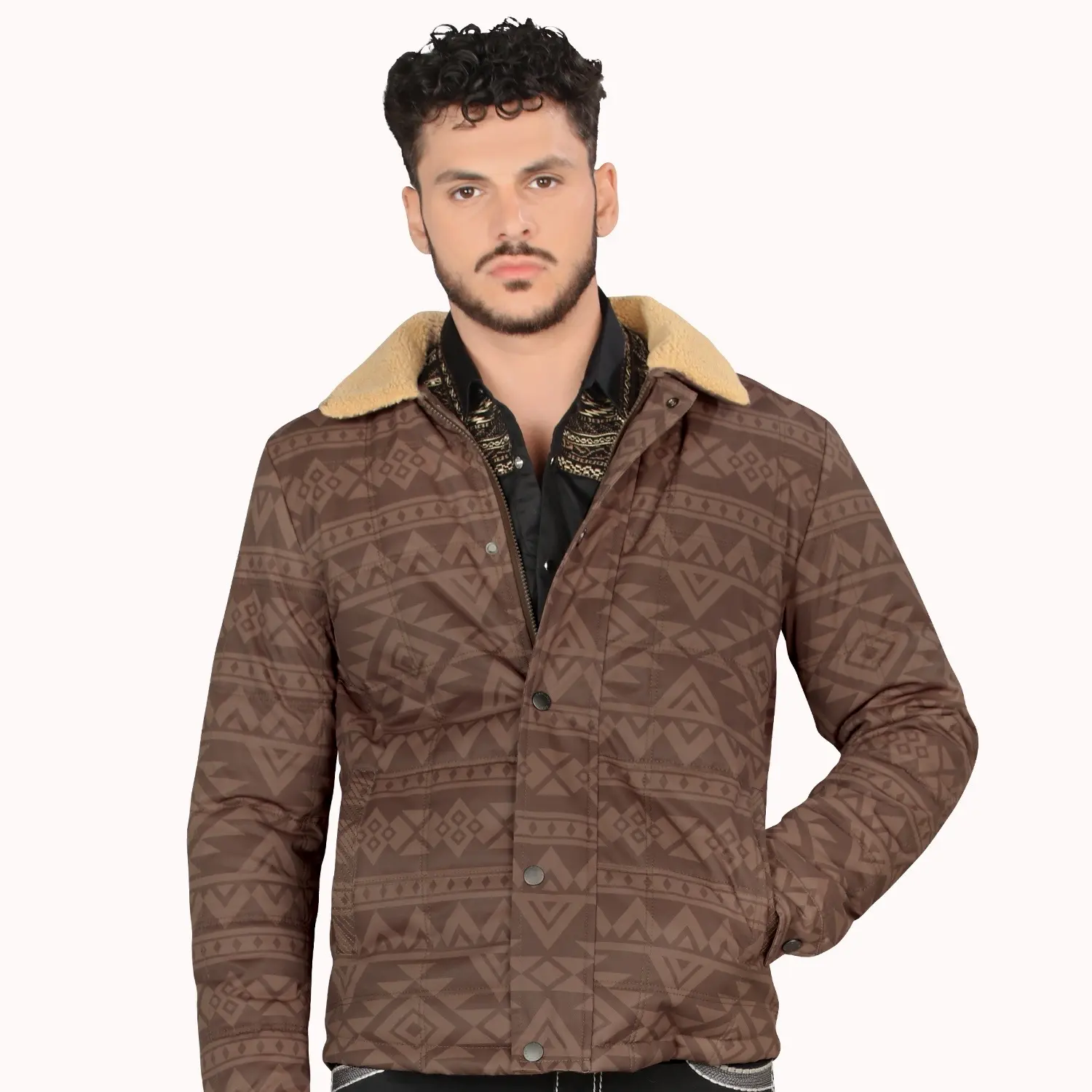 CHAMARA AZTEK PRINT BROWN LAM608 Western FASHION Jacket For Man