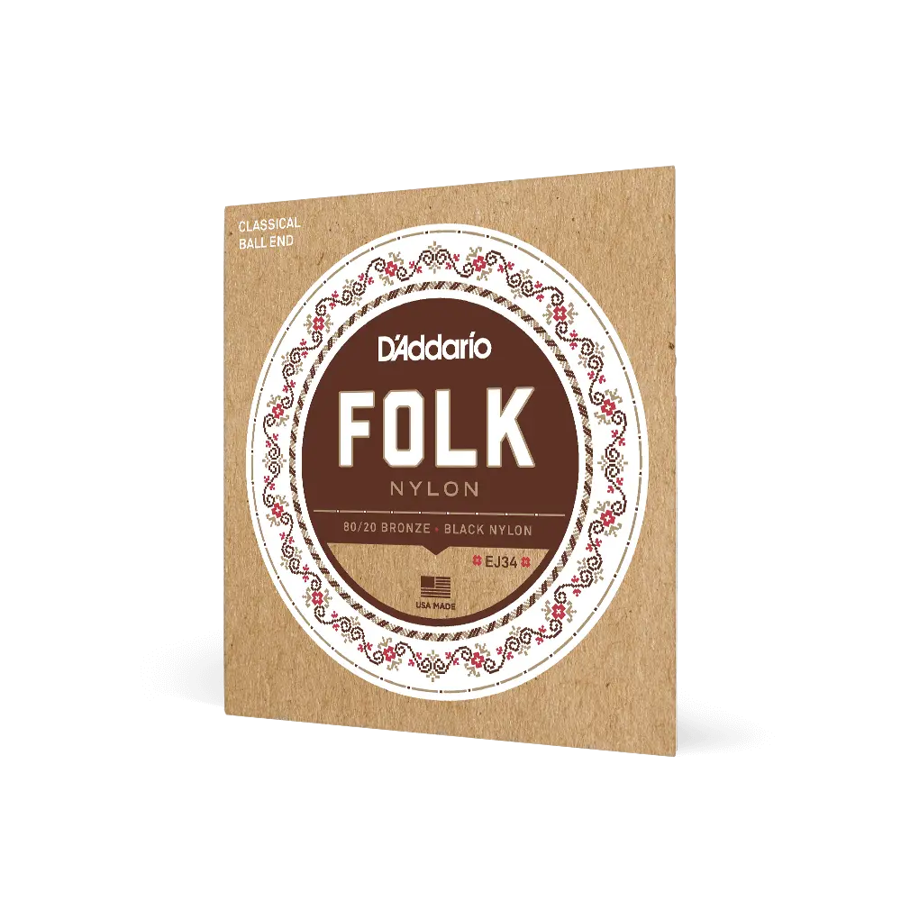 Normal Tension Ball End, 80/20 Bronze/Black Nylon, Folk Nylon Classical Guitar Strings