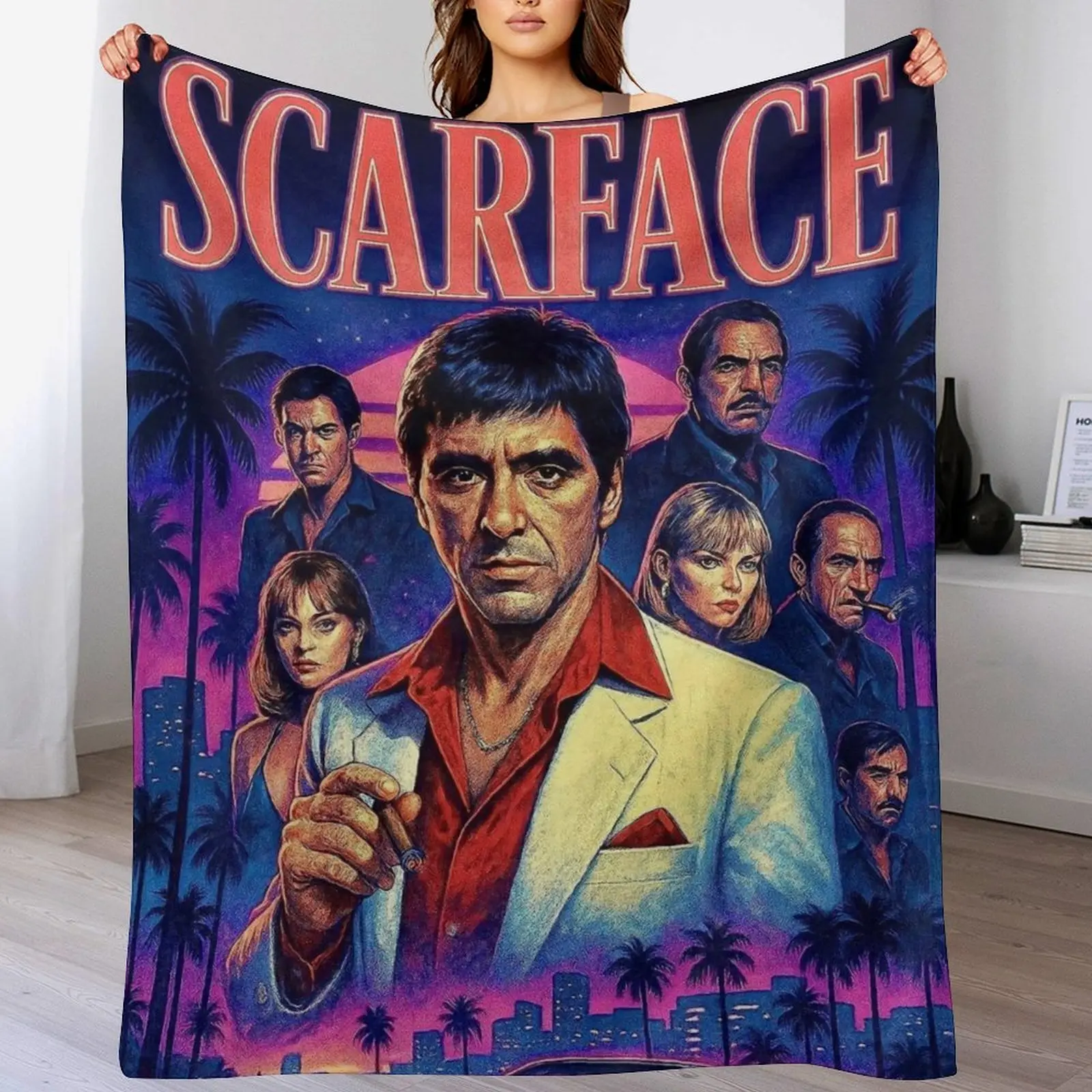 Scarface Blanket Classic Movie Flannel Blanket Soft Cozy Blanket for Fans Bedroom Sofa Couch